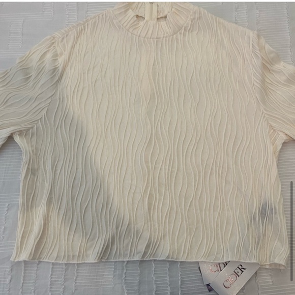 - Cider Textured Bell Sleeve High Neck Top - Picture 6 of 7